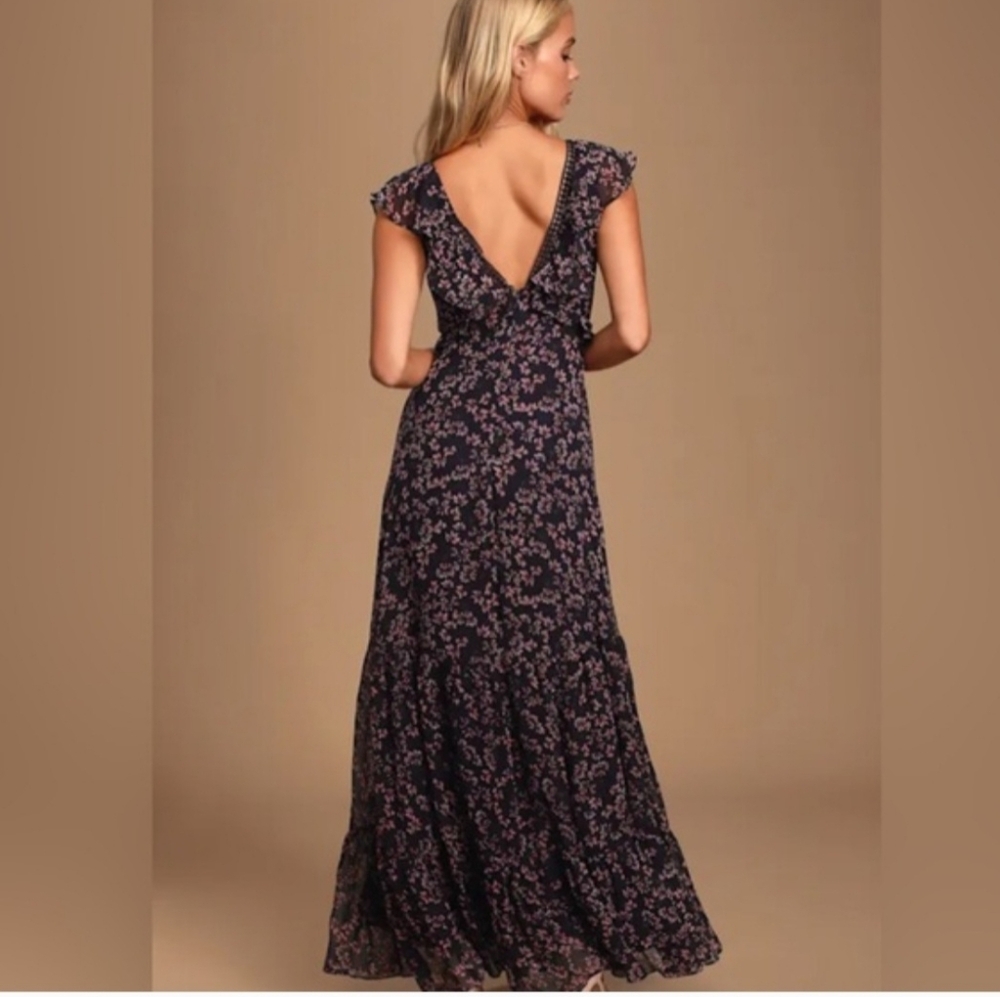 Lulu's Navy Blue and Pink Floral Maxi Dress - Picture 10 of 10
